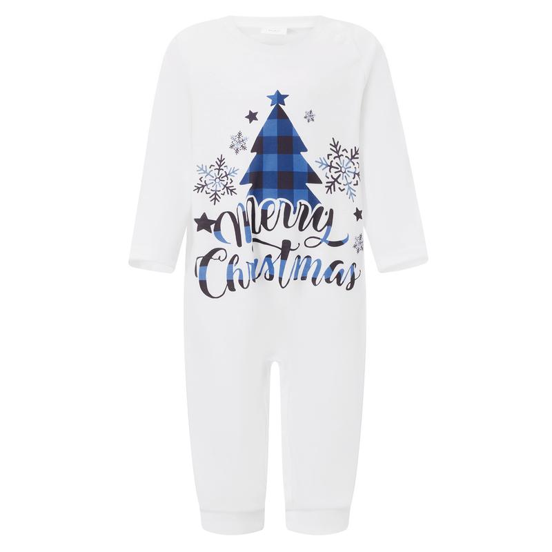 Family Matching Christmas Pajamas, Christmas Tree&Letter Print Long-Sleeved Tops + Plaid Trousers Sleepwear Outfits Pants Womenswear