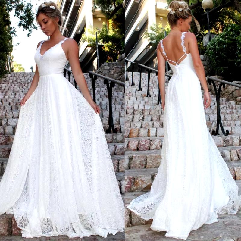 Womens Sleeveless Long Lace Formal Party Dress Prom Wedding Bridesmaid Ball Gown Dress White Boho Style Beach Maxi Dress Does not apply