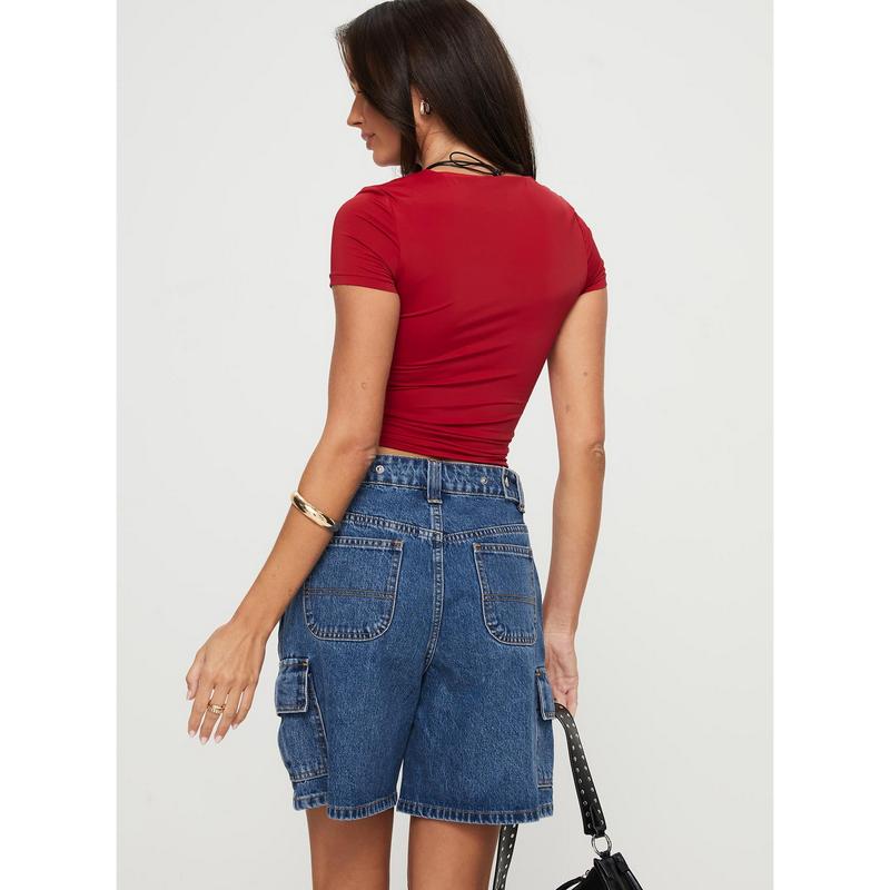 Mika Carpenter Denim Shorts Mid Wash Lower Impact