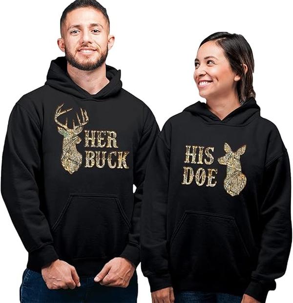 Clothing Her Buck His Doe Couple Hoodie,Her Buck His Doe Couple Hoodie Couple Matching Sweatshirt, Matching Outfits, Valentines Shirt, Gift For Lover, Christmas Halloween Gift Casual Graphic D400123654 Comfort Womenswear