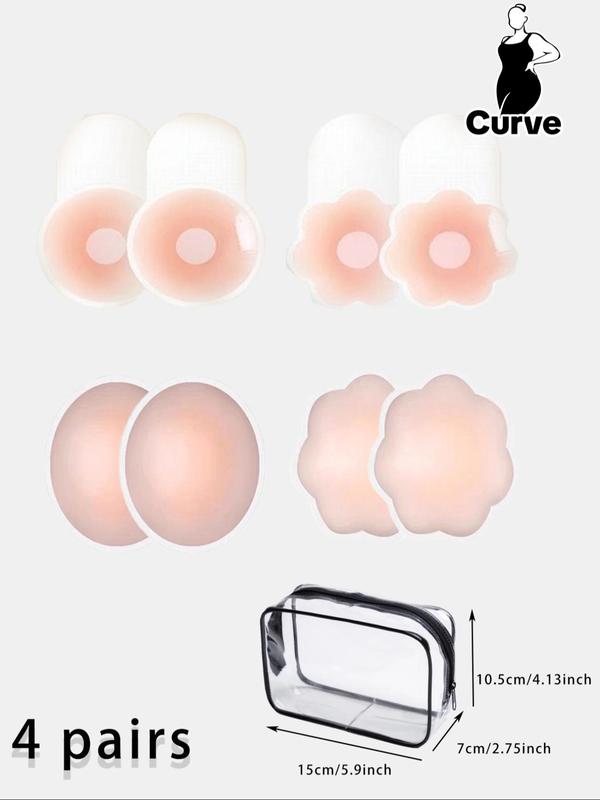 Women's 2 Pairs Silicone Nipple Cover with 3 Types Of Buckles, Reusable Waterproof Invisible Bra, Lingerie for Women, Lingerie Accessories for Daily Use