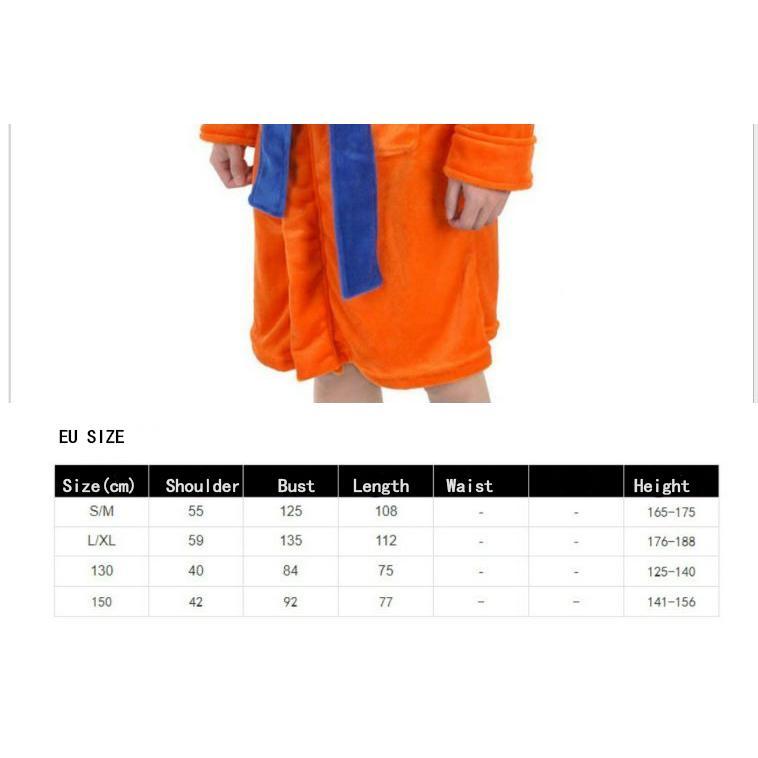 Orange Anime Dragon Son Goku Kakarotto Sleepwear Shower Robe Japan Kimono Bathrobe Winter Warm Nightwear Loungewear Night Gown