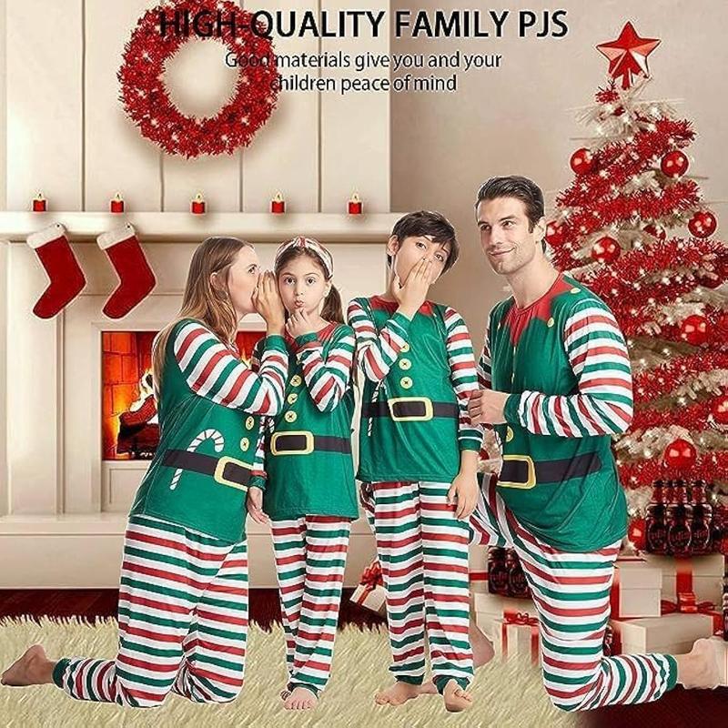 Christmas Pajamas for Family, Womens Sanda Claus Snow Print Xmas Pjs Pajamas matching christmas pjs