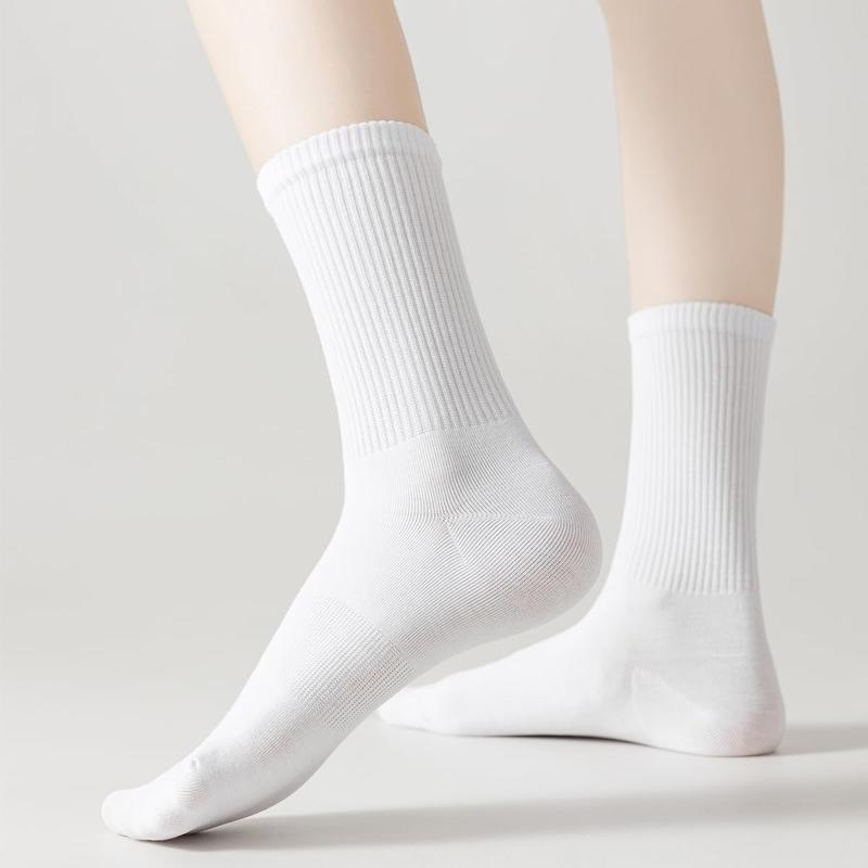 Womens Crew Socks Thin Cotton Long Socks Arch Support Casual Workout High Socks 5 Pairs