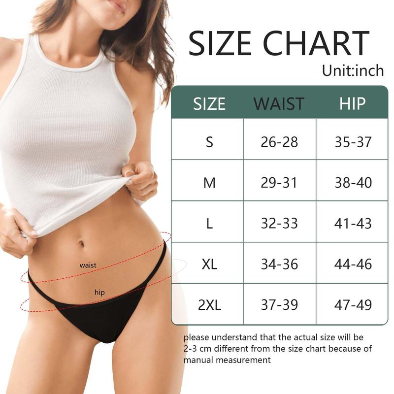 LEVAO Cotton Underwear for Women-Plus Size String Bikini Panties-Low Waist Cheeky Underwear-High Cut Stretch Ladies Briefs-6Pack Breathable Womenswear