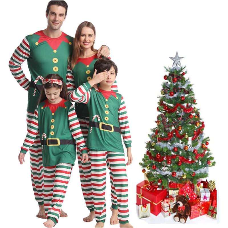 Christmas Pajamas for Family, Womens Sanda Claus Snow Print Xmas Pjs Pajamas matching christmas pjs