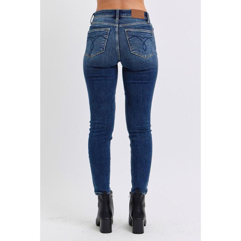 JUDY BLUE MID RISE THERMAL SKINNY JEANS