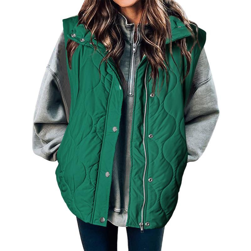 EVALESS Women's Puffer Vest Lightweight Quilted Button Zip Up Stand Collar Sleeveless Jackets Coat Outerwear 2024 Fashion Fall Winter Women Clothing trendy woman fur  jacket Womenswear Tops Womenswear Tops