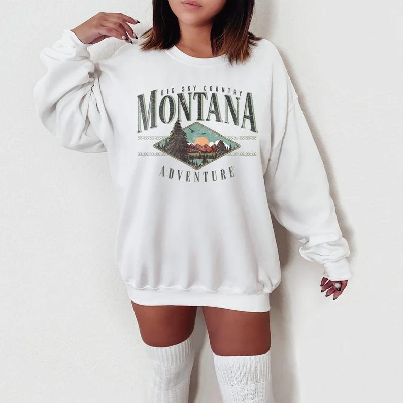 Montana Sweatshirt, Retro Sweatshirt, Unisex Sweatshirt, Mountain Sweatshirt, Nature Sweatshirt, Montana Crewneck, Montana Sweater Cotton Spandex