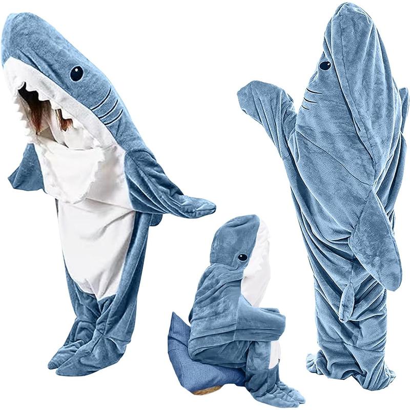 Shark Blanket Hoodie Onesie Adult & Kid, Wearable Shark Blanket, Shark Sleeping Bag, Soft Cozy Shark Onesie Costume  Clothing Women Comfort Long Sleeve Minimalist