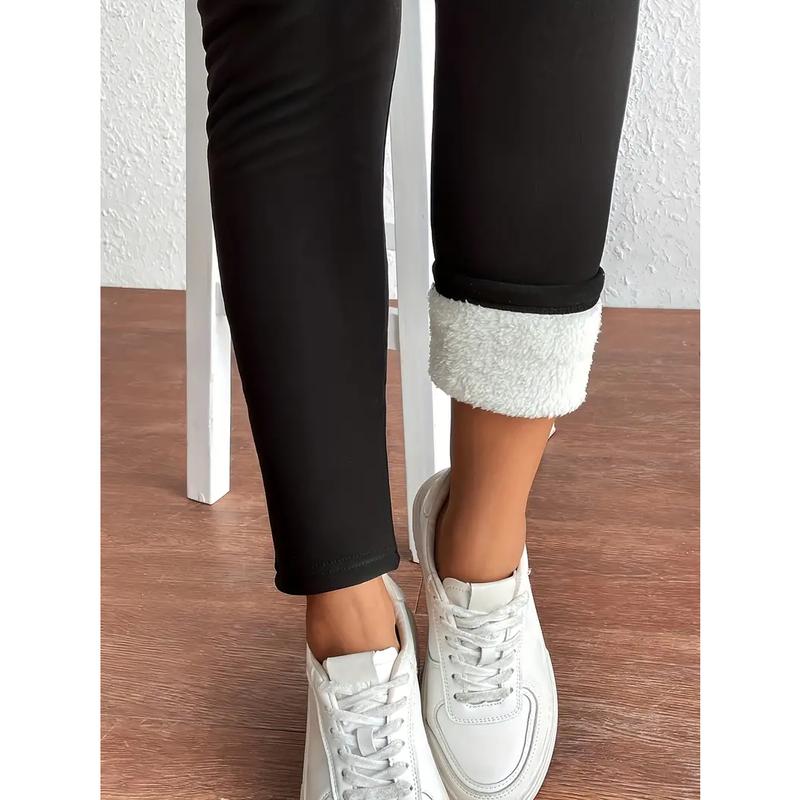 Autumn and winter women's fleece thermal pants thick high-waisted stretch leggings Winter wear leggings