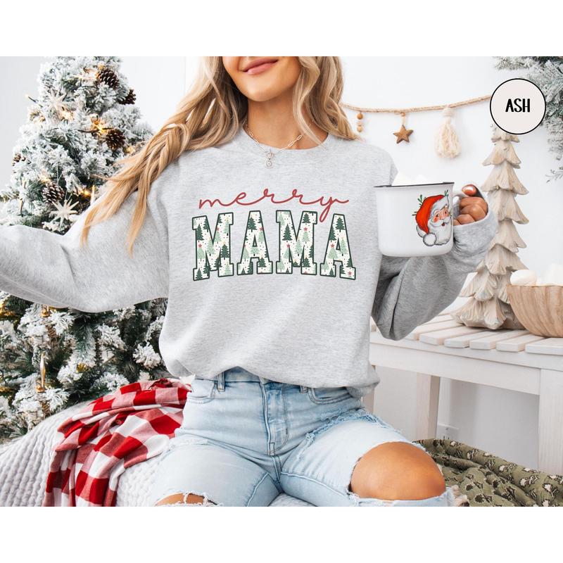 Merry Mama and Dad Sweatshirts, New Mom and Dad Christmas Sweaters, Xmas Pregnancy Announcement Gift, Matching Couples Holiday Crewnecks