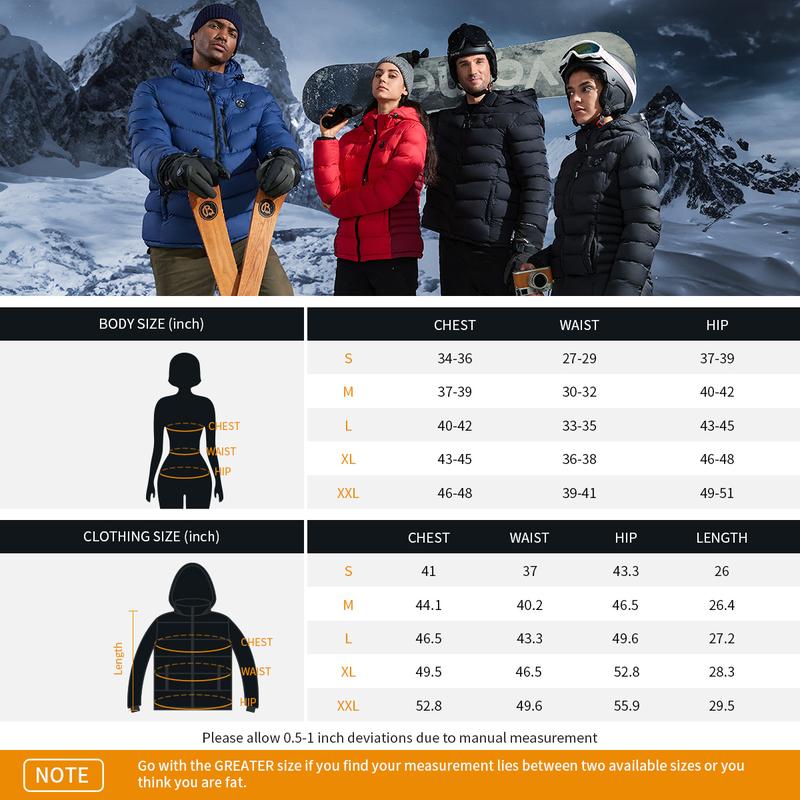 Women's Heated Puffer Jacket With 12V Battery Pack-Insulated Water-Resistant Hooded Hand-Heating Electric Womenswear Coats