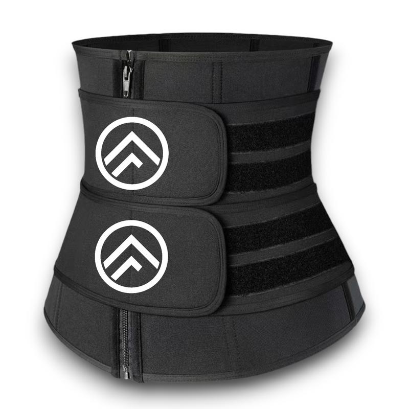 FitnFem Waist Trainer Belt Double Strap Zip Up Fajas for Women, Comfortable Compression Neoprene for Training & Gym Workouts,  Adjustable 9 Sizes, High Stretch, Breathable Nylon Underwear, Sexy Basic Shapewear.