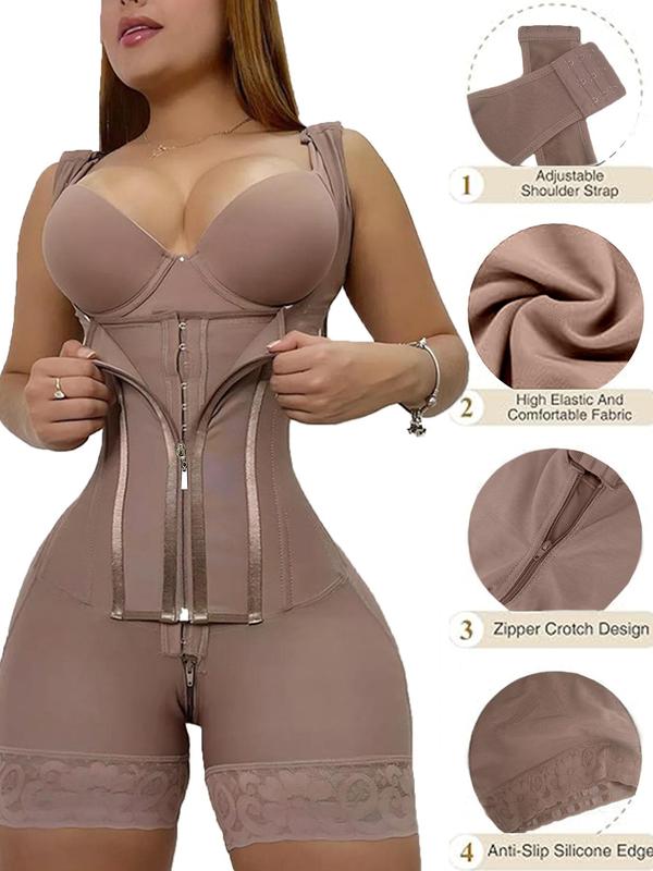 Women's Solid Color Zipper Corset Shapewear Top, Tummy Control Shaper, Waist Trainer Women, Women's Shapewear for Daily Wear, Matt Waist Trainers