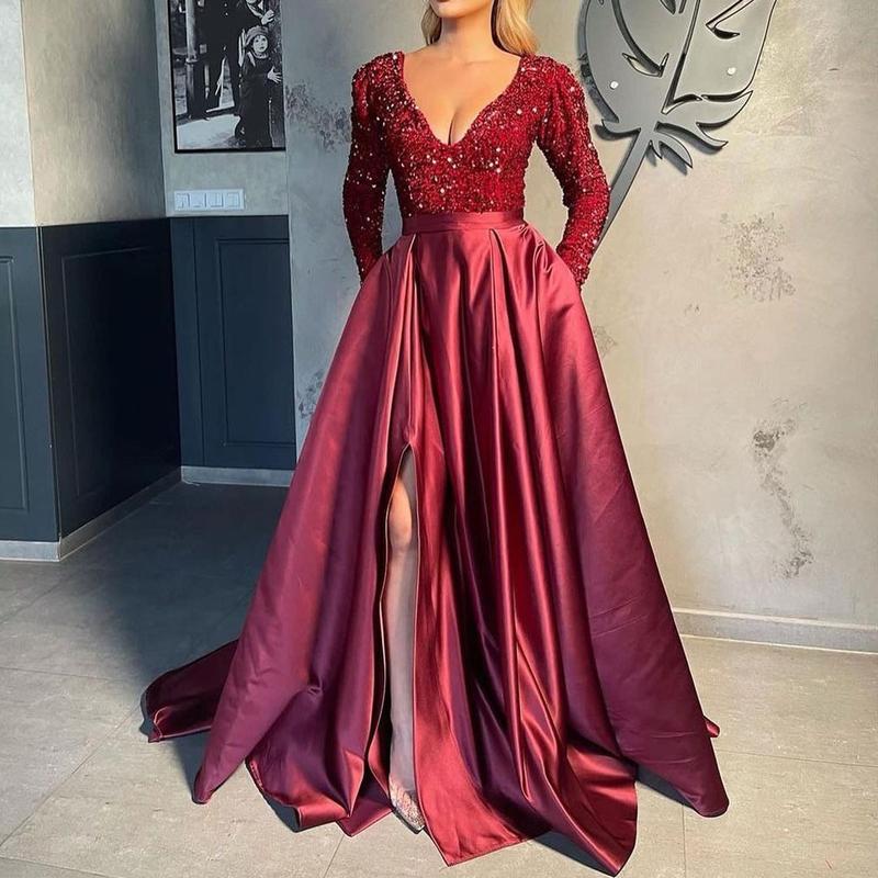 2024 Cross-Border Spring and Summer New European and American Women's Clothing Independent Station Sequined Large Swing Sexy Dress Trailing Banquet Evening Dress