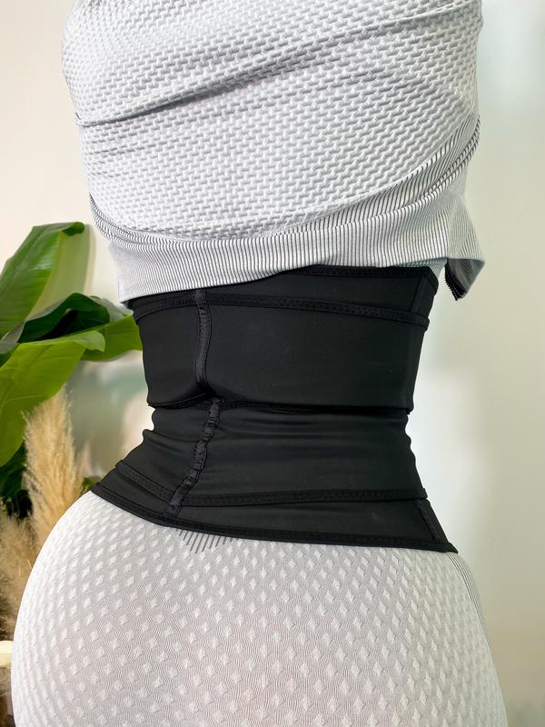 FitnFem Waist Trainer Belt Double Strap Zip Up Fajas for Women, Comfortable Compression Neoprene for Training & Gym Workouts,  Adjustable 9 Sizes, High Stretch, Breathable Nylon Underwear, Sexy Basic Shapewear.