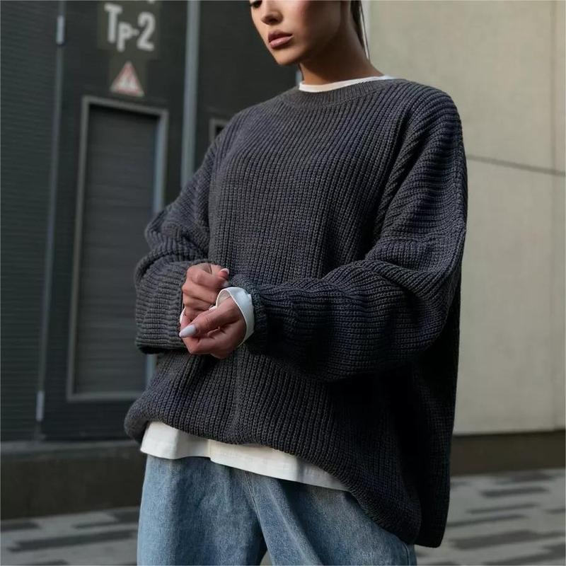 Solid Color round Neck Sweater 2024 New Fashion Spring and Autumn Loose Sweater Pullover Sweater for Women