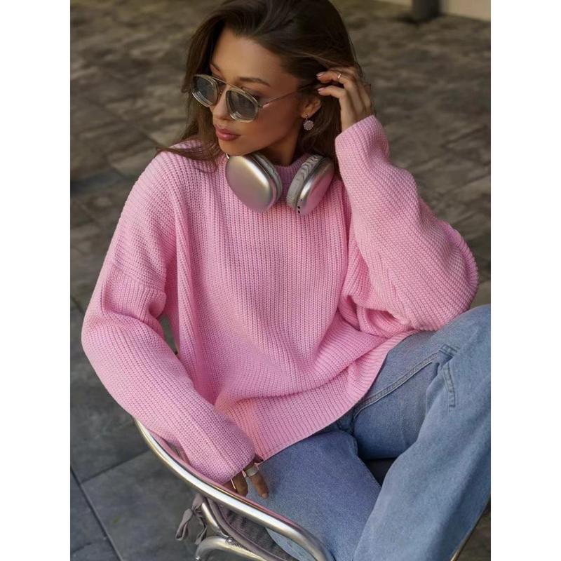 Solid Color round Neck Sweater 2024 New Fashion Spring and Autumn Loose Sweater Pullover Sweater for Women