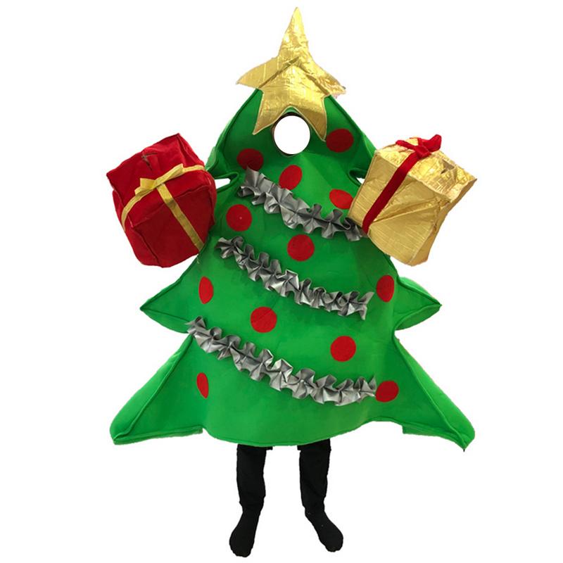 Women Christmas Tree Costume Tree Shaped Stage Performance Dress+Gift Shaped Shoes Halloween Christmas Cosplay Outfit