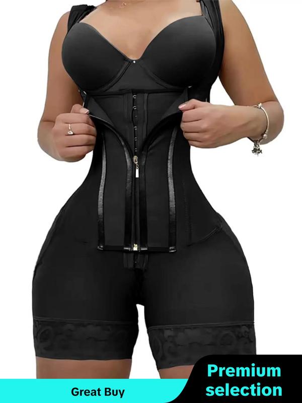 Women's Solid Color Zipper Corset Shapewear Top, Tummy Control Shaper, Waist Trainer Women, Women's Shapewear for Daily Wear, Matt Waist Trainers