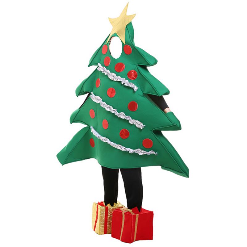 Women Christmas Tree Costume Tree Shaped Stage Performance Dress+Gift Shaped Shoes Halloween Christmas Cosplay Outfit