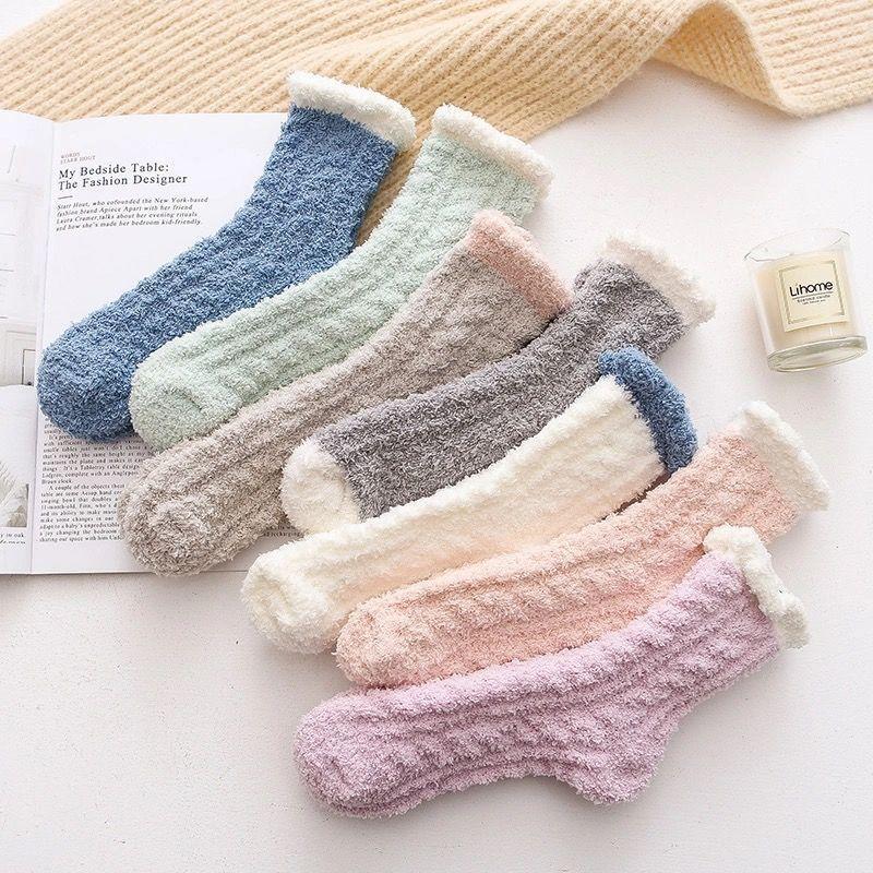 Women's Solid Thermal Lined Crew Socks, 8 Pairs Casual Soft Comfy Floor Socks for Fall & Winter, Women's Socks for Daily Wear, Christmas Gift