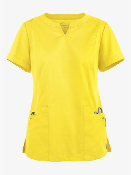 Women's Butter-Soft Stretch Scrub Top with Notch Neckline and 4 Pockets - Clothing, Womenswear