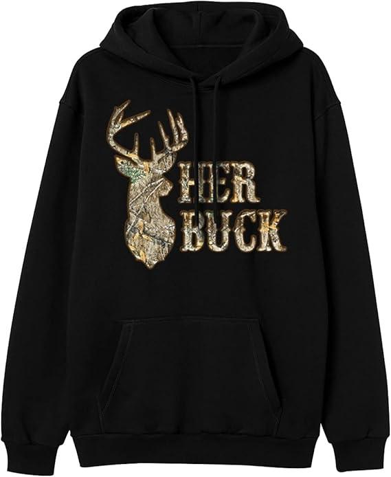 Clothing Her Buck His Doe Couple Hoodie,Her Buck His Doe Couple Hoodie Couple Matching Sweatshirt, Matching Outfits, Valentines Shirt, Gift For Lover, Christmas Halloween Gift Casual Graphic D400123654 Comfort Womenswear