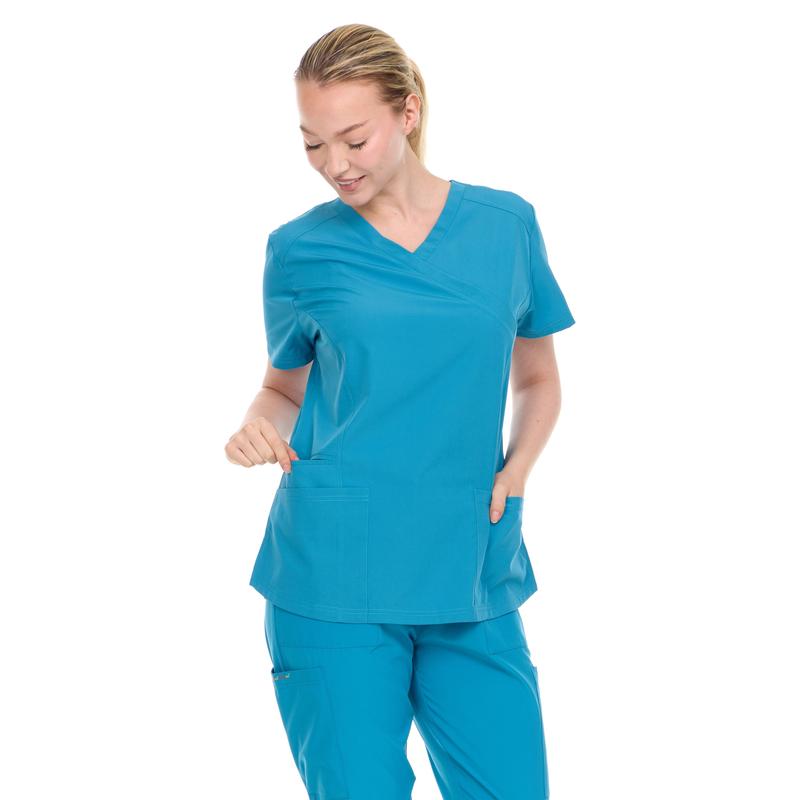 Medical Staff Women's Collaveless Pocketed Work Uniform - Women's Comfortable Fashion Clothing Made of Cotton Fabric