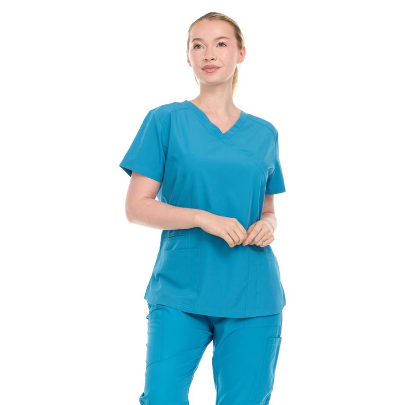 Medical Staff Women's Collaveless Pocketed Work Uniform - Women's Comfortable Fashion Clothing Made of Cotton Fabric