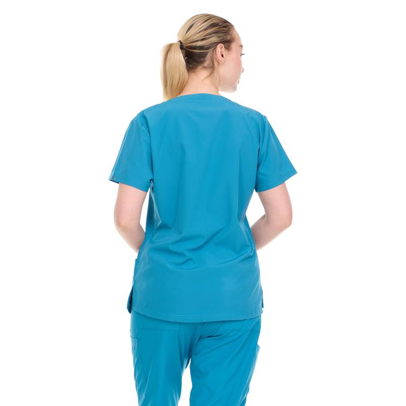 Medical Staff Women's Collaveless Pocketed Work Uniform - Women's Comfortable Fashion Clothing Made of Cotton Fabric