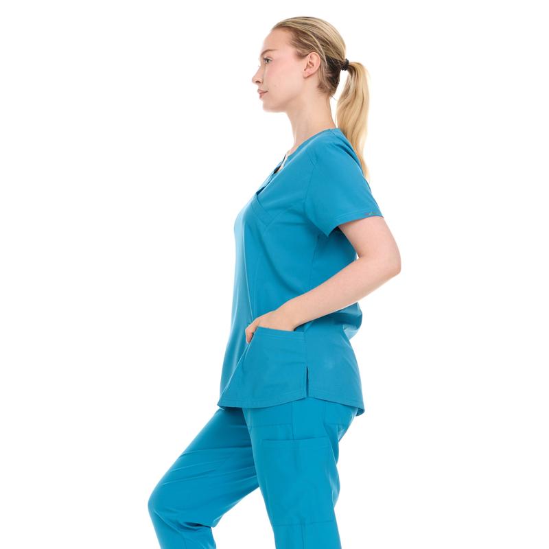 Medical Staff Women's Collaveless Pocketed Work Uniform - Women's Comfortable Fashion Clothing Made of Cotton Fabric