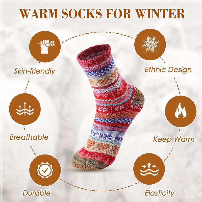 Wool Socks - Vintage Winter Warm Wool Socks for Women, Soft Cozy Socks, Thick Knit Boots Socks Gifts for Women Men，Winter Essentials