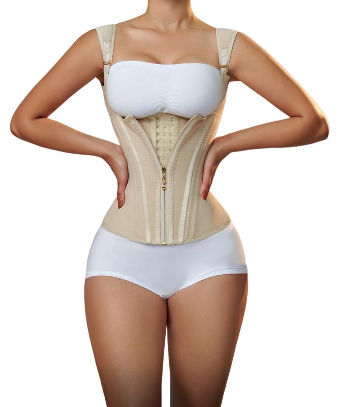 SHAPEASY Women's Solid Zipper Waist Corset, Comfort Closure Fajas Colombianas Shapewear Vest, Women Tummy Flattering Outfits Clothes Underbust Tank Tops Womenswear Fitted