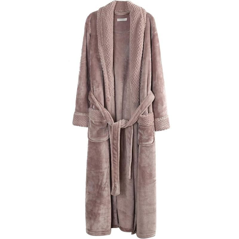 Women's Plush Soft Warm Fleece Bathrobe Robe RH1591