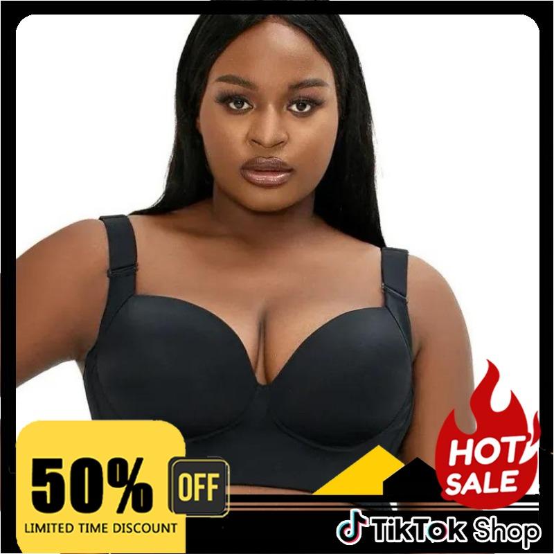 [50% Off]Women’s Day Bra Sexy Deep Cup Full Back Coverage Bra Lady Underwear Hide Back Fat Up Lift Slimming Bra Plus Size Push Up Bra