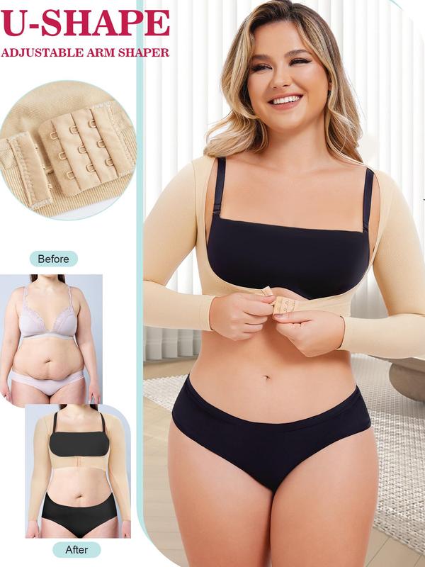 Women's Solid U-shaped Push Up  Shapewear Crop Top, Breathable Comfortable Shaper, Tummy Control Shapewear for Daily Wear