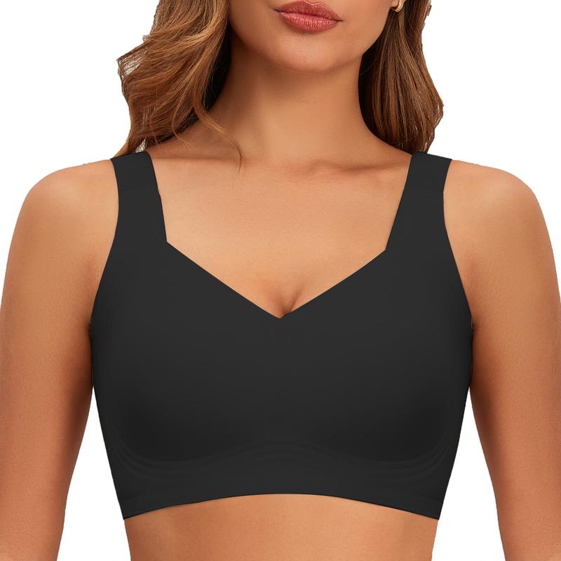 Comfortable and Supportive Women's Seamless Wireless Push Up Comfort Soft Full Coverage T-Shirt Bra with No Underwire- Womenswear, Everyday silk bra stockingstuffers for