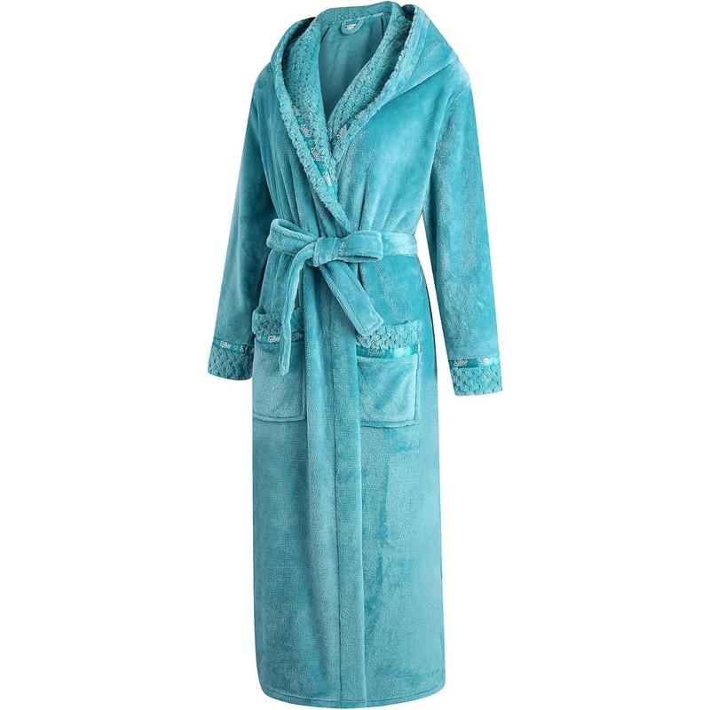 Women's Plush Soft Warm Fleece Bathrobe Robe RH1591