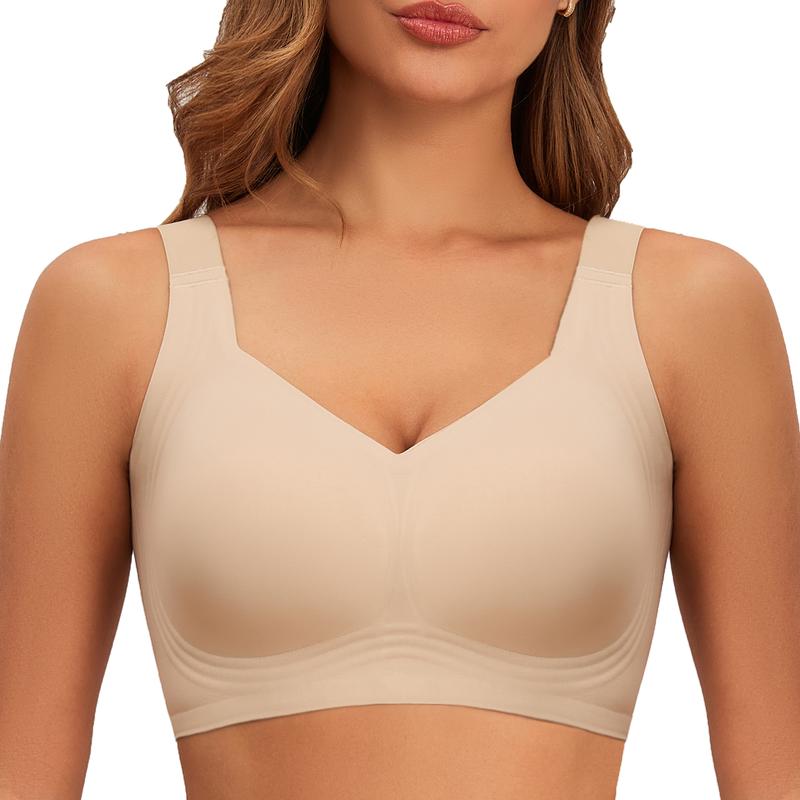 Comfortable and Supportive Women's Seamless Wireless Push Up Comfort Soft Full Coverage T-Shirt Bra with No Underwire- Womenswear, Everyday silk bra stockingstuffers for