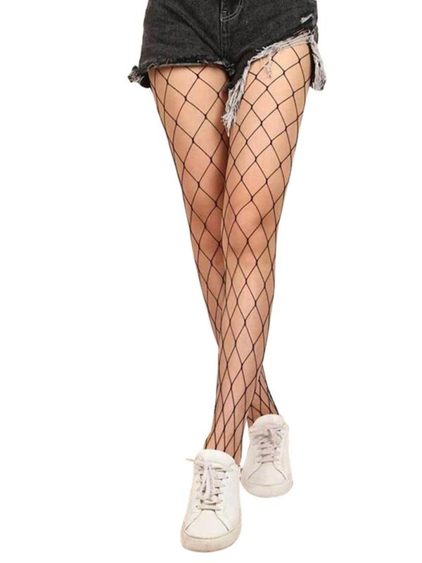 Women's Basic Hollow Out Fishnet Tights, 1 Pair Punk Casual Minimalist Stockings for Daily Outdoor Wear, Sexy Women Comfort Tights for Summer Spring Fall, Womenswear, Lady Underwear