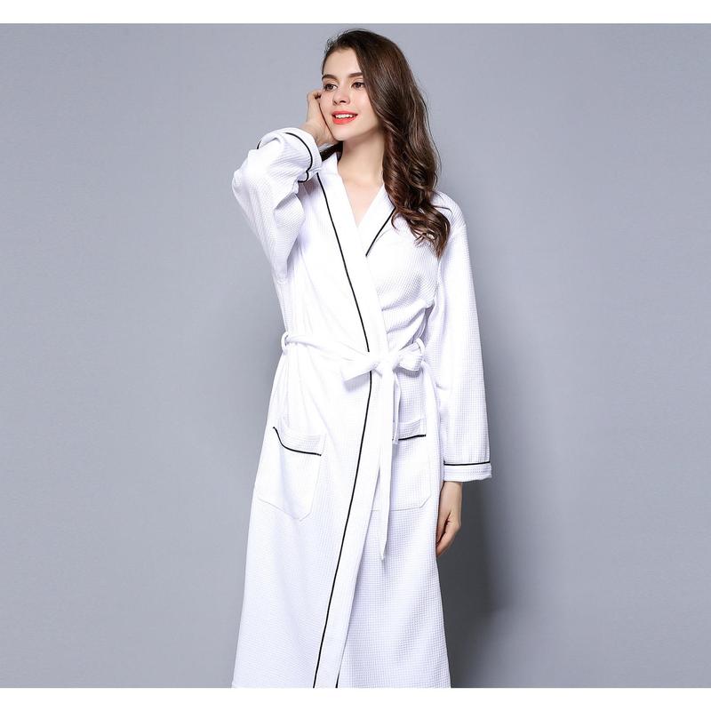 Spring and Summer Couple Waffle Bathrobe Soft Cotton Bathrobe Club Hot Spring Nightgown plus-Sized plus Size Womenswear Clothing