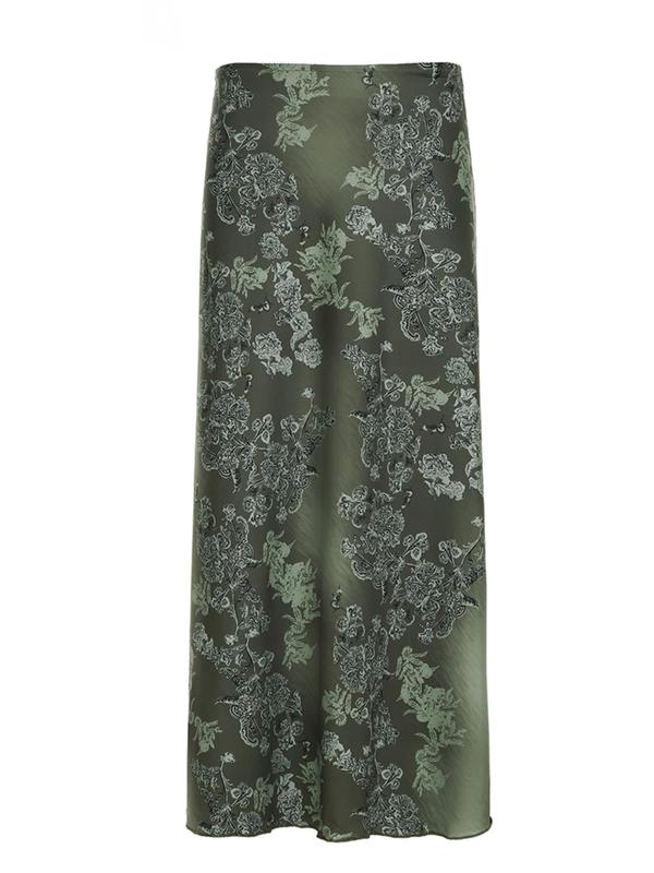 Women's Floral Print Long Skirt, Y2K Fashion Casual Skirt for Daily Outdoor Wear, Women Bottoms for Fall & Winter