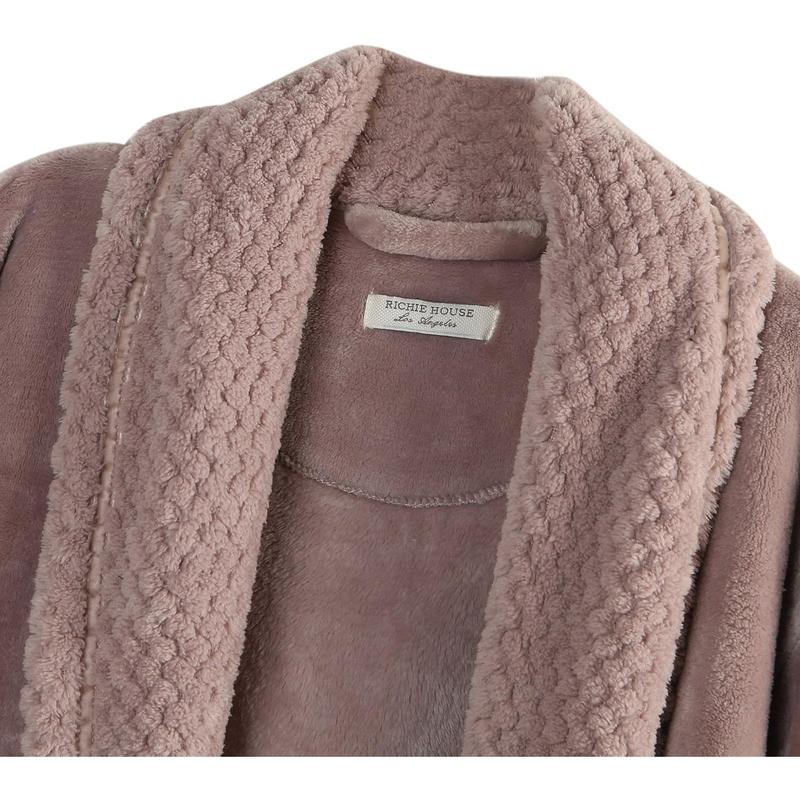 Women's Plush Soft Warm Fleece Bathrobe Robe RH1591