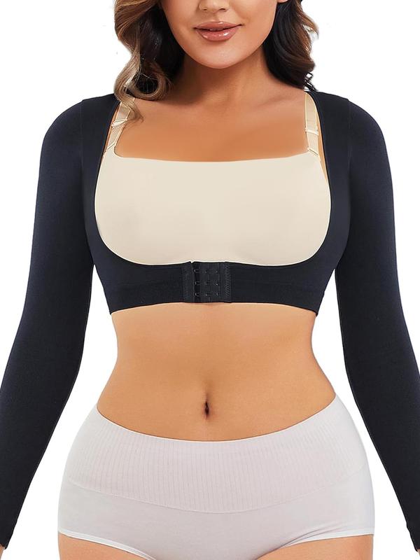 Women's Solid U-shaped Push Up  Shapewear Crop Top, Breathable Comfortable Shaper, Tummy Control Shapewear for Daily Wear