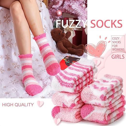 Women's Cozy Fuzzy Socks (5 pairs) - Soft, Warm, and Thick Winter Cabin Slipper Socks. Ideal for Cold Weather, Gifting, and All-Day Comfort