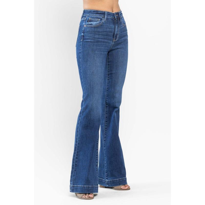 JUDY BLUE HI WAIST WIDE HEM FLARE JEANS