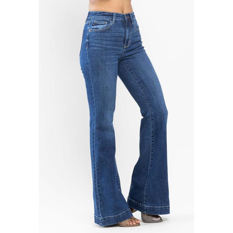 JUDY BLUE HI WAIST WIDE HEM FLARE JEANS