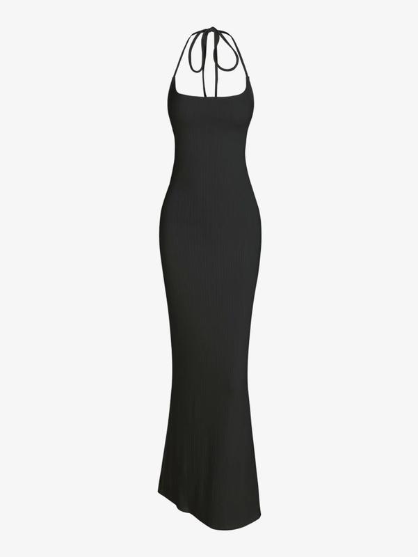 Women's Tie Back Halter Neck Cami Long Dress,Elegant Chic BacklessSleeveless Mermaid Bodycon Dressesfor Evening Party Cocktail,LadiesComfort Minimalist Basic Formal WearClothes,Womenswear